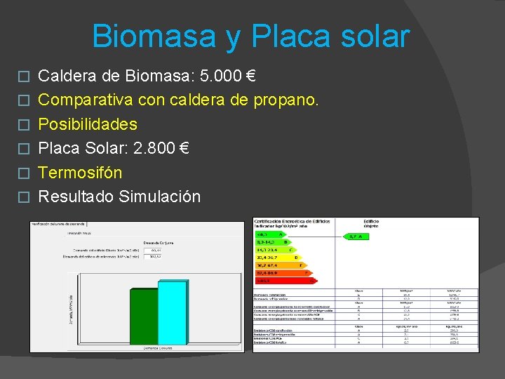 Biomasa y Placa solar � � � Caldera de Biomasa: 5. 000 € Comparativa