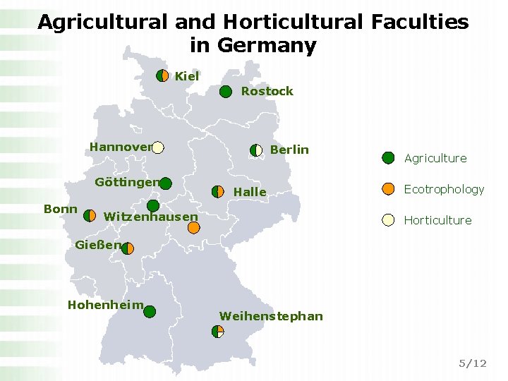 Agricultural and Horticultural Faculties in Germany Kiel Rostock Hannover Göttingen Bonn Berlin Halle Witzenhausen