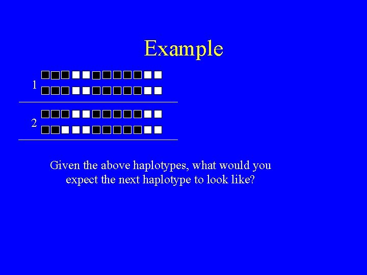 Example 1 2 Given the above haplotypes, what would you expect the next haplotype