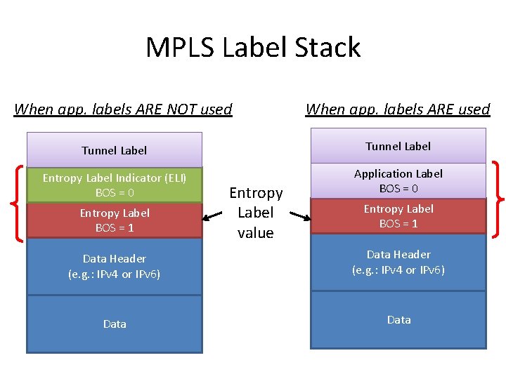 MPLS Label Stack When app. labels ARE NOT used When app. labels ARE used