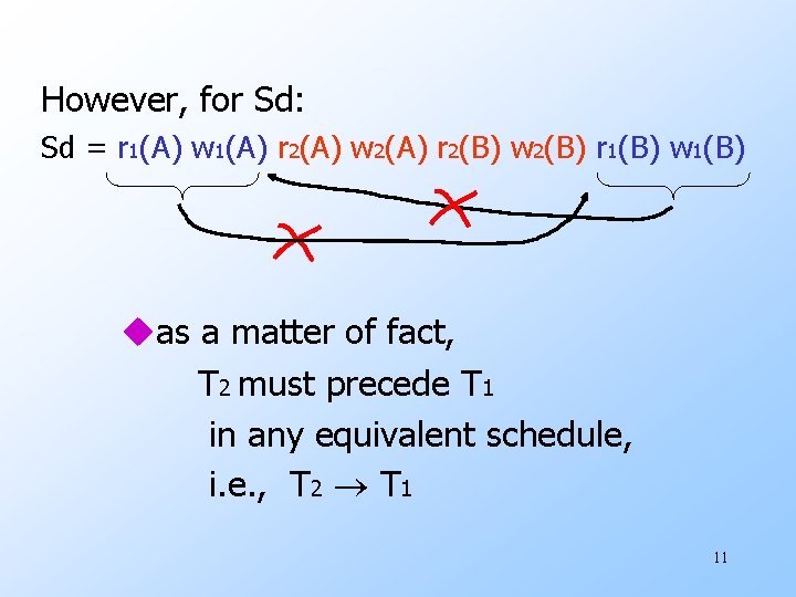 However, for Sd: Sd = r 1(A) w 1(A) r 2(A) w 2(A) r