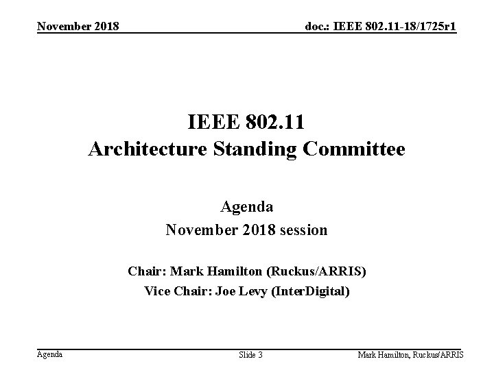 November 2018 doc. : IEEE 802. 11 -18/1725 r 1 IEEE 802. 11 Architecture