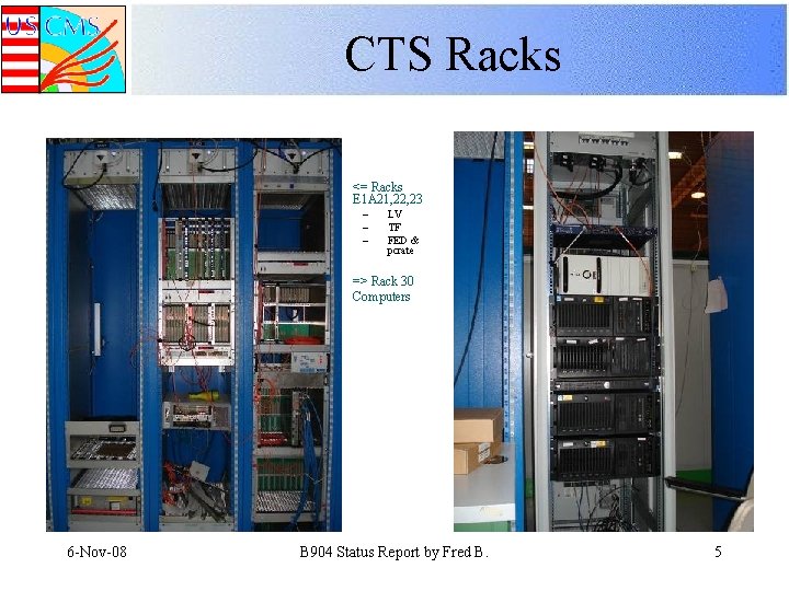 CTS Racks • <= Racks E 1 A 21, 22, 23 – – –