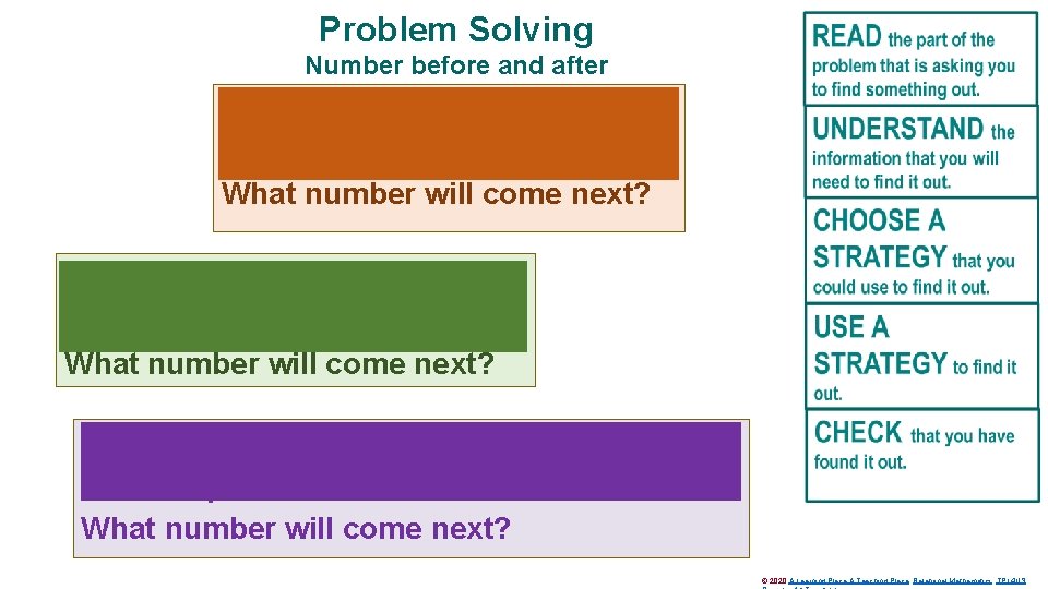 Problem Solving Number before and after Jill is putting numbers in order. 2 1