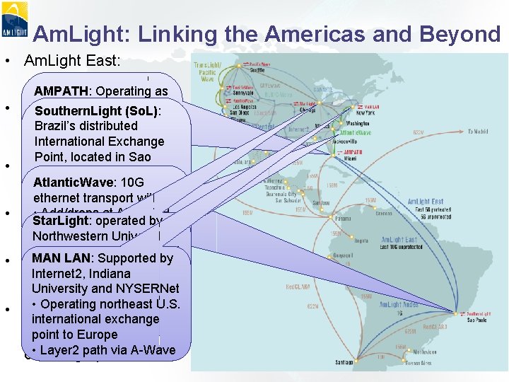 Am. Light: Linking the Americas and Beyond • Am. Light East: – Miami-Sao Paulo