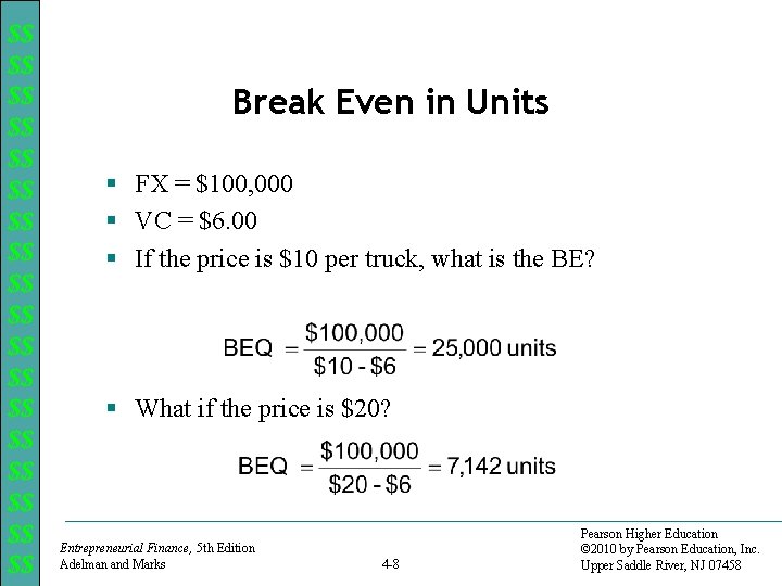 $$ $$ $$ $$ $$ Break Even in Units § FX = $100, 000
