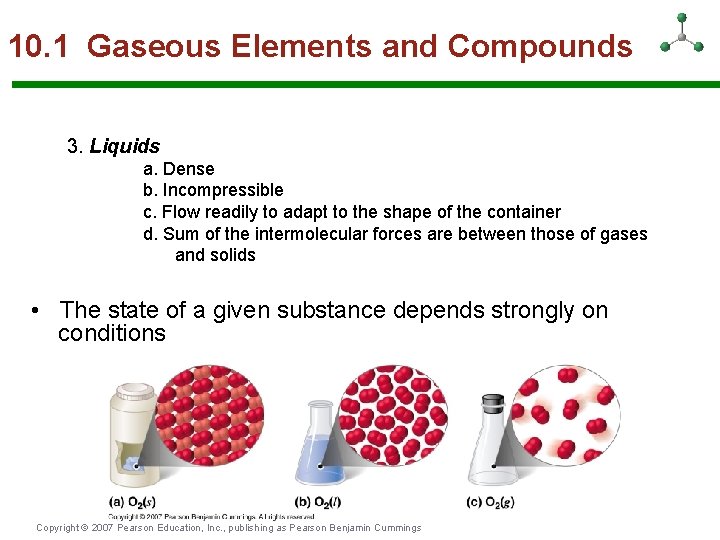 10. 1 Gaseous Elements and Compounds 3. Liquids a. Dense b. Incompressible c. Flow