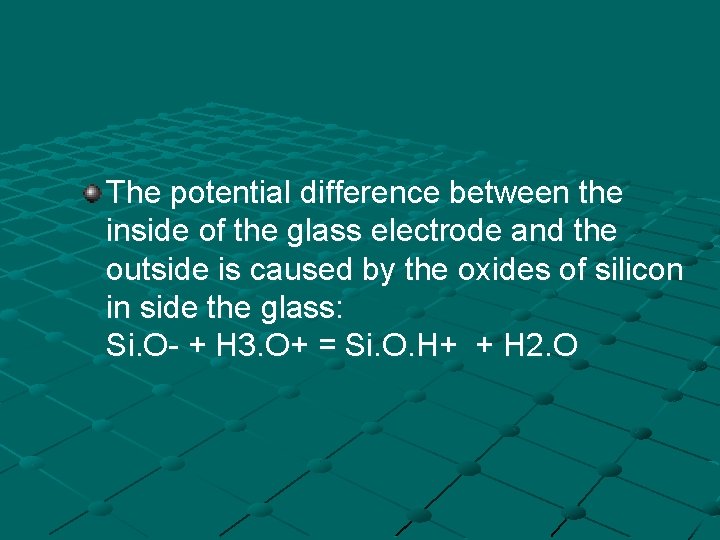 The potential difference between the inside of the glass electrode and the outside is