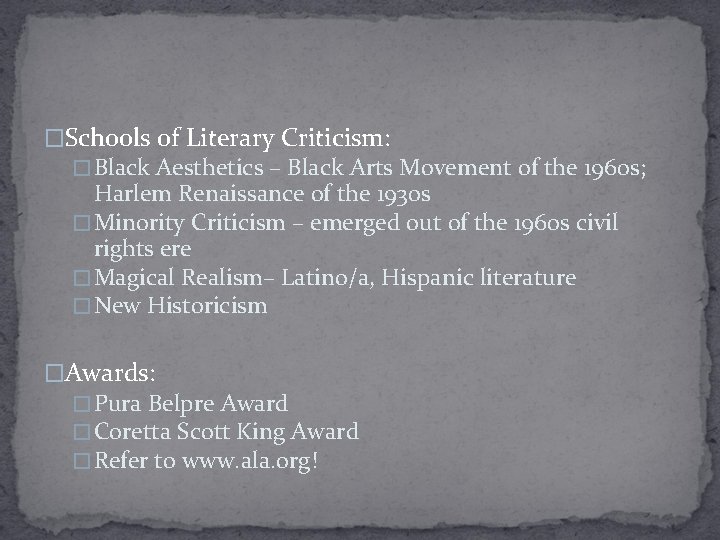�Schools of Literary Criticism: � Black Aesthetics – Black Arts Movement of the 1960