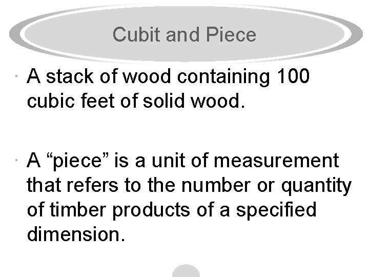 Cubit and Piece · A stack of wood containing 100 cubic feet of solid