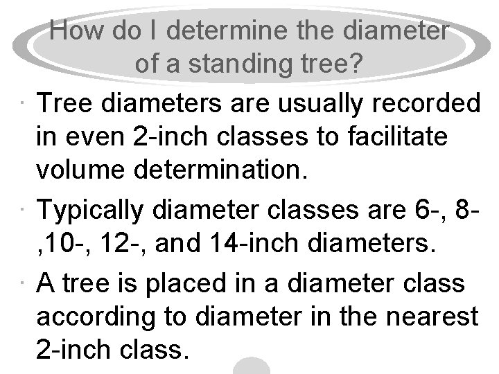How do I determine the diameter of a standing tree? · Tree diameters are