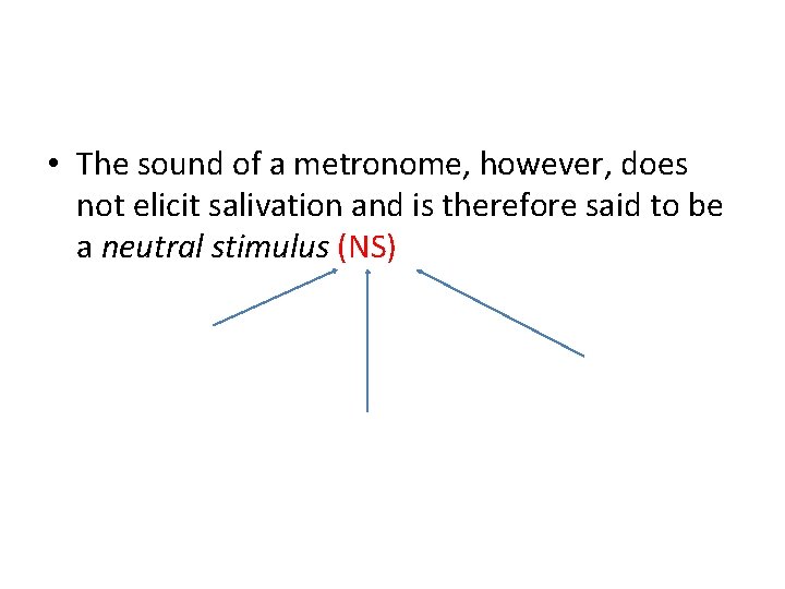  • The sound of a metronome, however, does not elicit salivation and is
