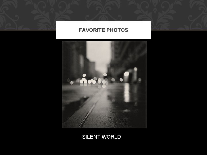 FAVORITE PHOTOS SILENT WORLD 