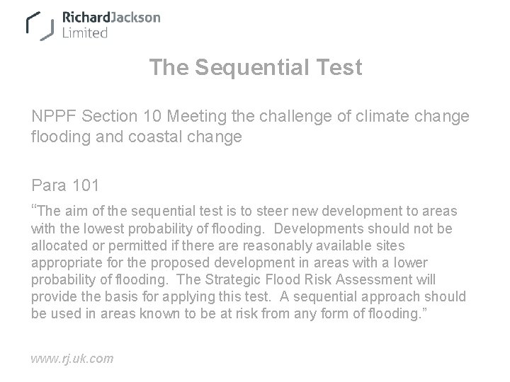 The Sequential Test NPPF Section 10 Meeting the challenge of climate change flooding and