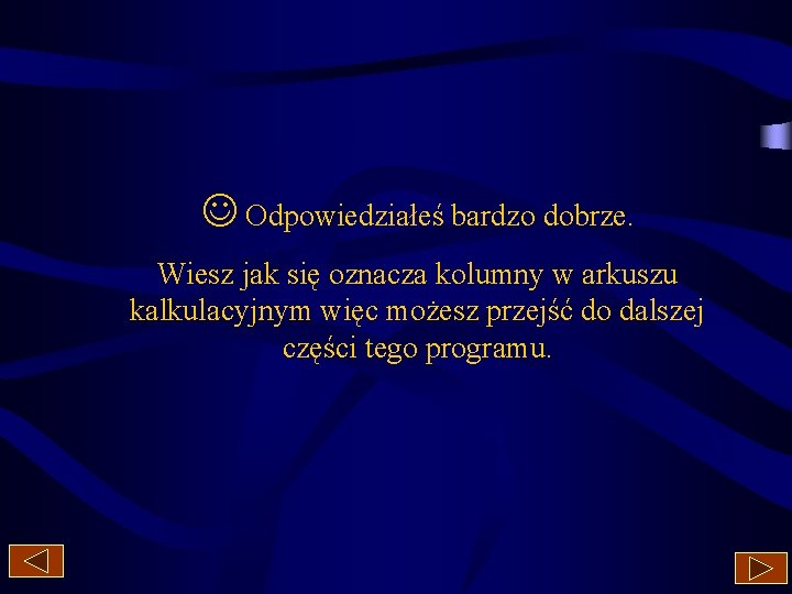  Odpowiedziałeś bardzo dobrze. Wiesz jak się oznacza kolumny w arkuszu kalkulacyjnym więc możesz