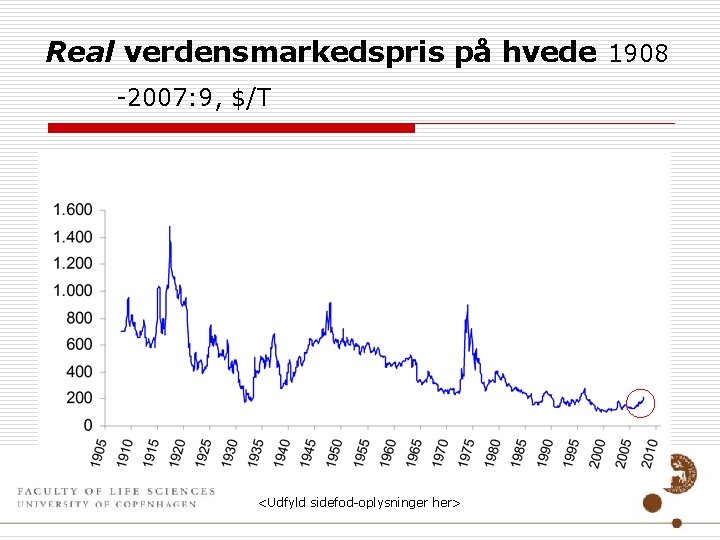 Real verdensmarkedspris på hvede 1908 -2007: 9, $/T <Udfyld sidefod-oplysninger her> 