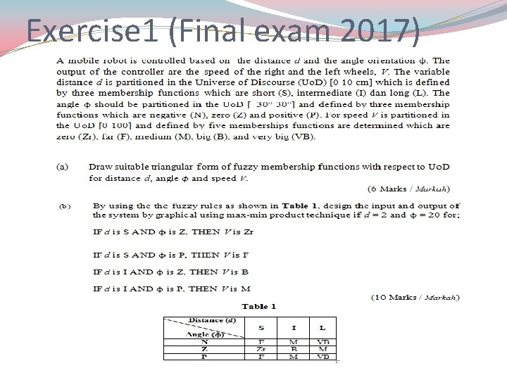 Exercise 1 (Final exam 2017) 