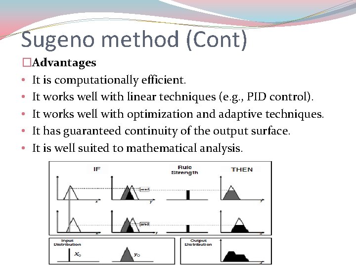 Sugeno method (Cont) �Advantages • It is computationally efficient. • It works well with