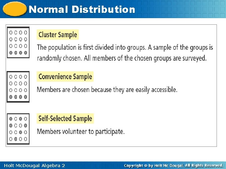 Normal Distribution Holt Mc. Dougal Algebra 2 