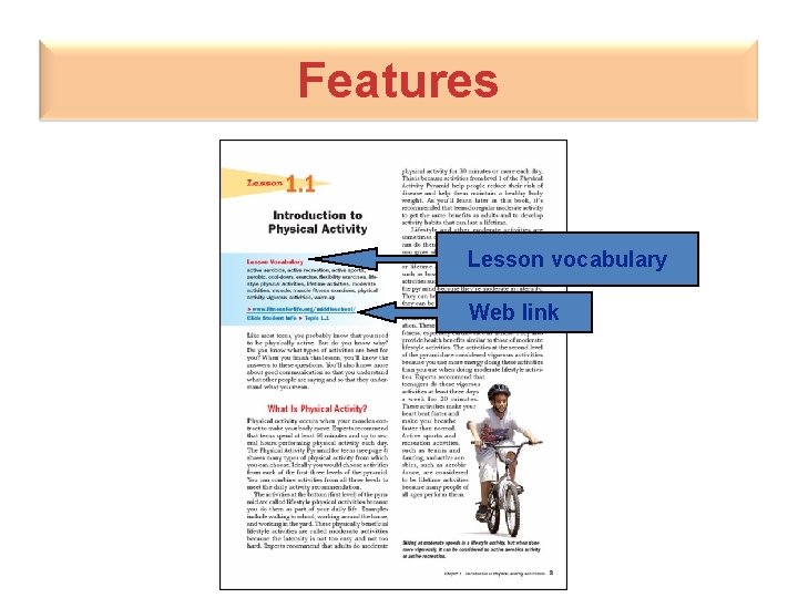 Features Lesson vocabulary Web link 