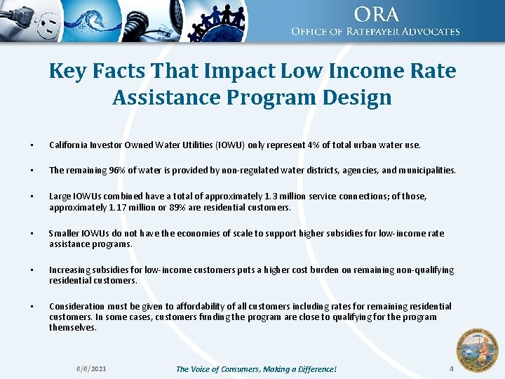 Key Facts That Impact Low Income Rate Assistance Program Design • California Investor Owned