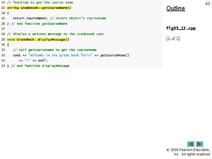 Outline 40 fig 03_12. cpp (2 of 2) 2006 Pearson Education, Inc. All rights