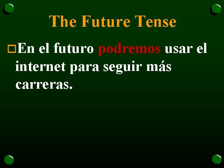 The Future Tense o. En el futuro podremos usar el internet para seguir más