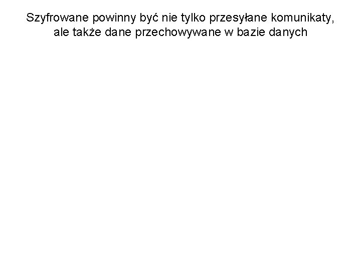 Szyfrowane powinny być nie tylko przesyłane komunikaty, ale także dane przechowywane w bazie danych