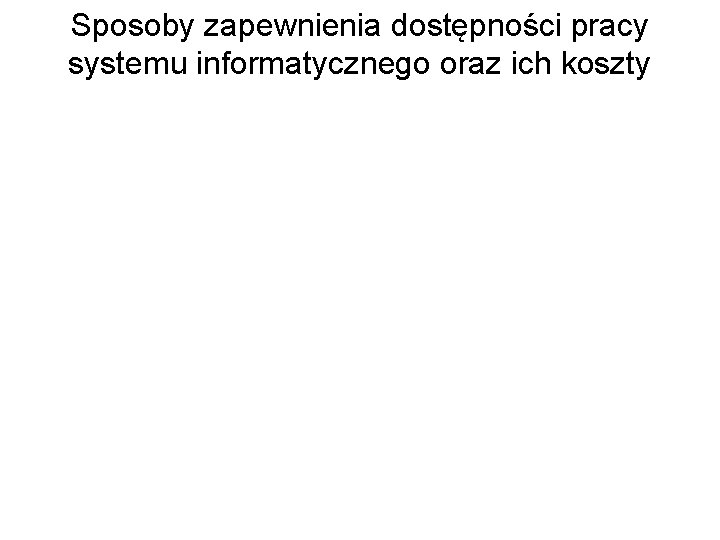 Sposoby zapewnienia dostępności pracy systemu informatycznego oraz ich koszty 