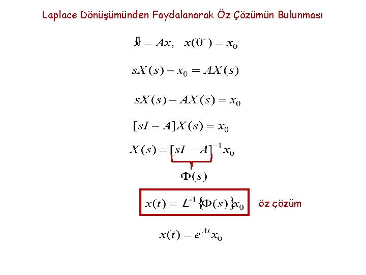 Laplace Dönüşümünden Faydalanarak Öz Çözümün Bulunması öz çözüm 