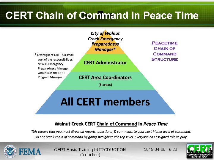 CERT Chain of Command in Peace Time CERT Basic Training INTRODUCTION (for online) 2019