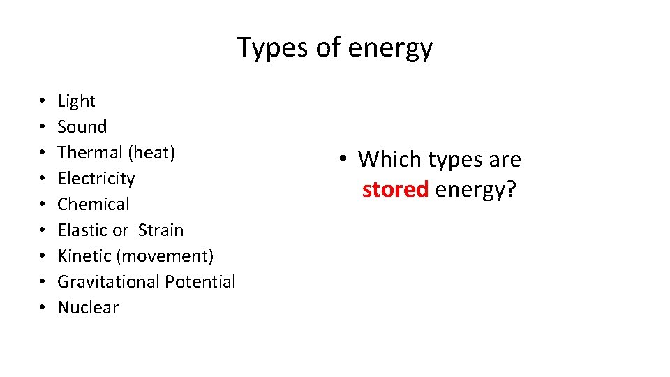 Energy L 1 Introduction to Energy Learning Objectives