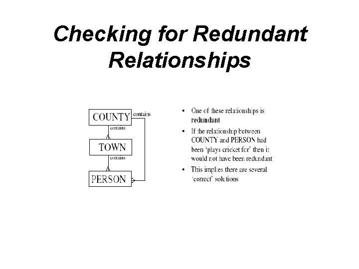 Checking for Redundant Relationships 