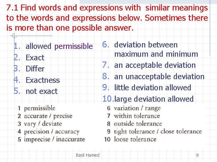 7. 1 Find words and expressions with similar meanings to the words and expressions