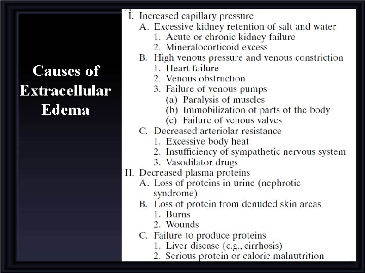 Causes of Extracellular Edema 