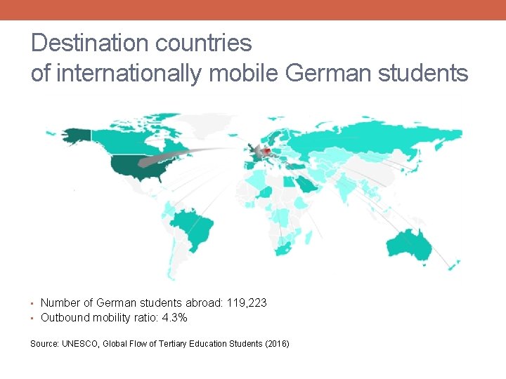 Destination countries of internationally mobile German students • Number of German students abroad: 119,