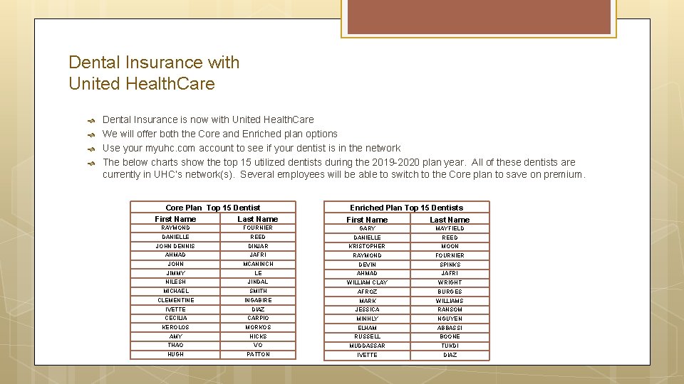 Dental Insurance with United Health. Care Dental Insurance is now with United Health. Care