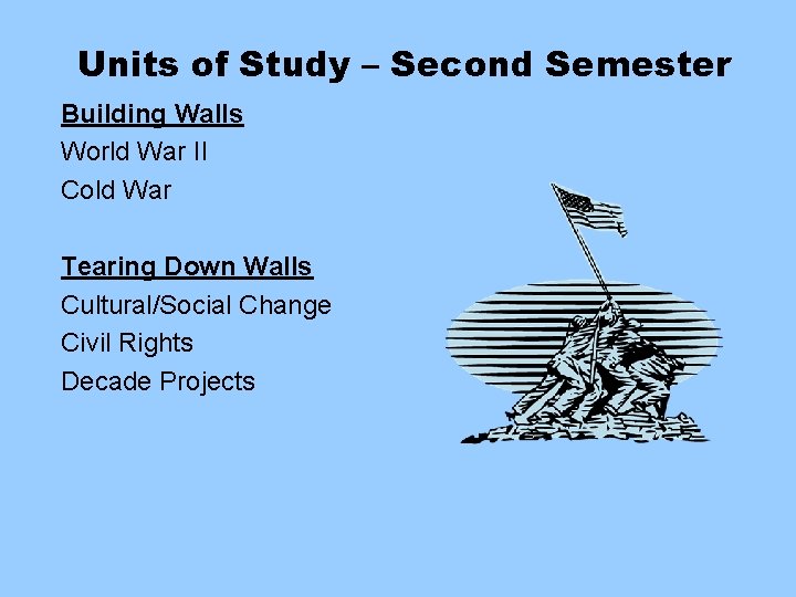 Units of Study – Second Semester Building Walls World War II Cold War Tearing