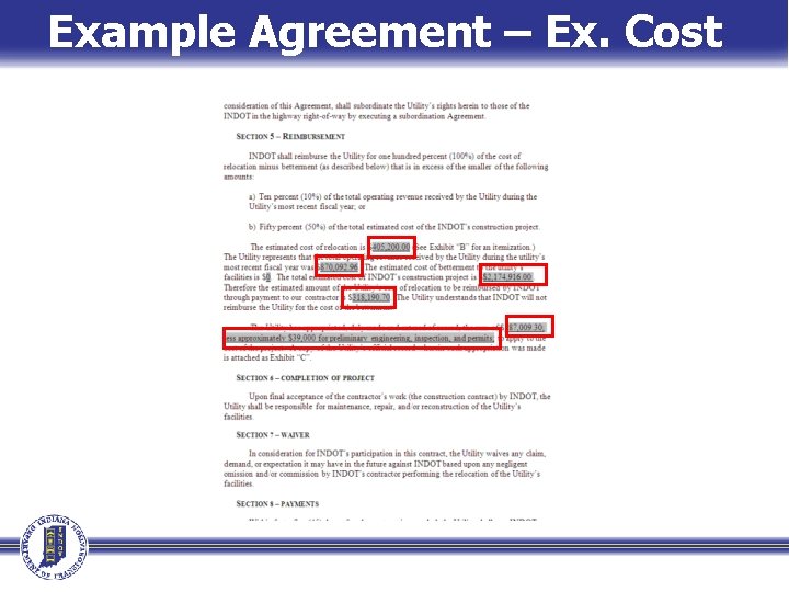 Example Agreement – Ex. Cost 