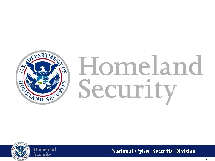 Homeland Security National Cyber Security Division 12 