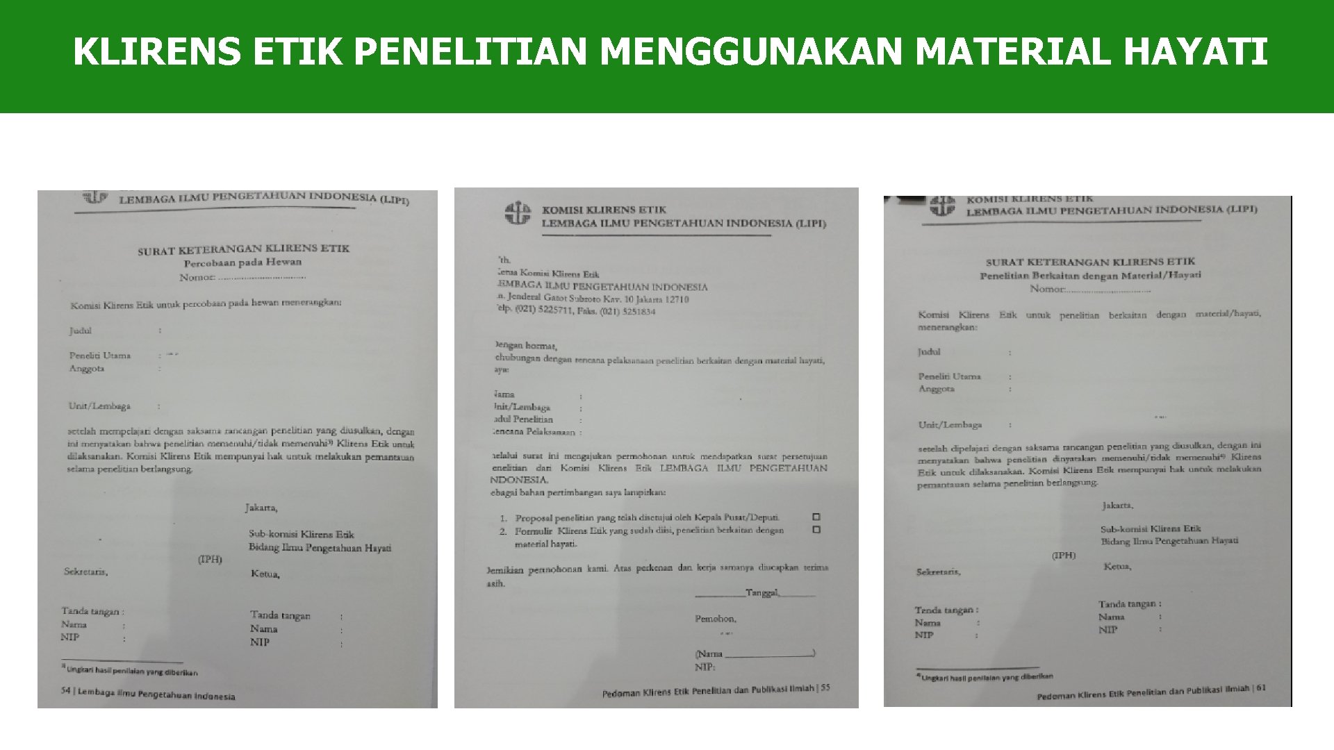 KLIRENS ETIK PENELITIAN MENGGUNAKAN MATERIAL HAYATI 