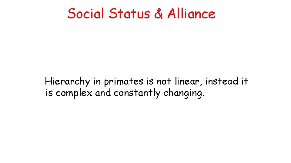 Social Status & Alliance Hierarchy in primates is not linear, instead it is complex