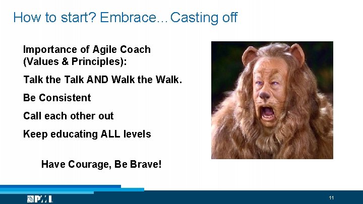 How to start? Embrace…Casting off Importance of Agile Coach (Values & Principles): Talk the