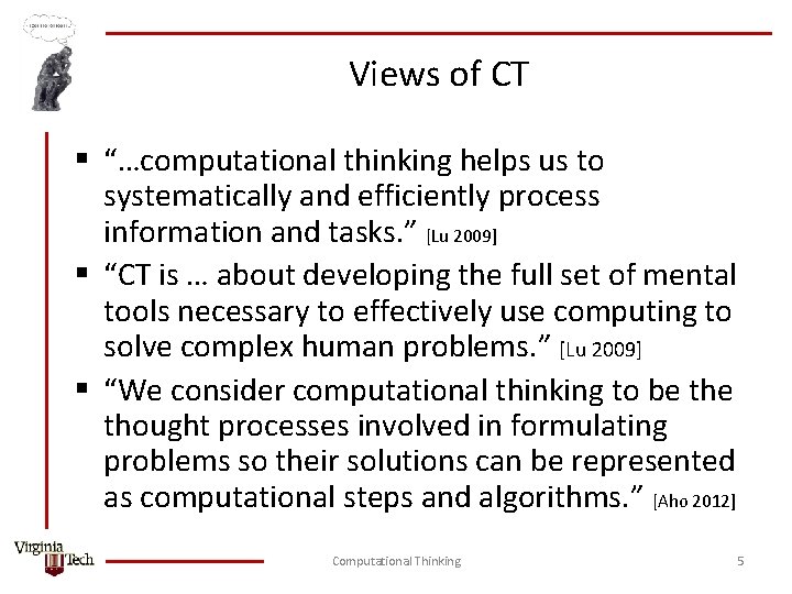Computational Thinking The VT Community web site www