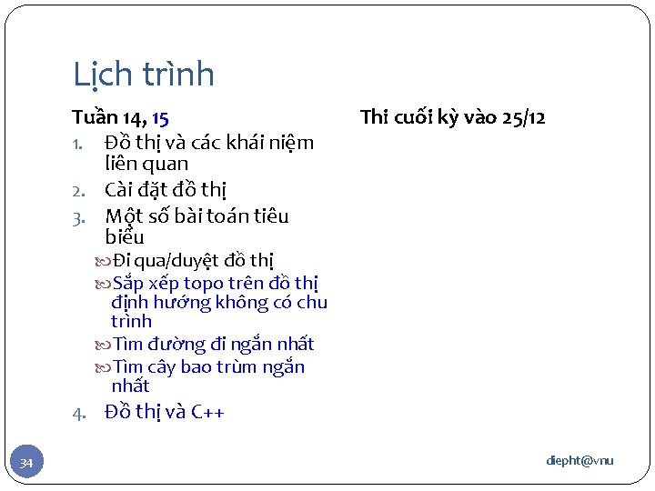 Lịch trình Tuần 14, 15 1. Đồ thị và các khái niệm liên quan