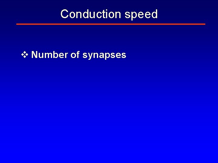 Conduction speed v Number of synapses 