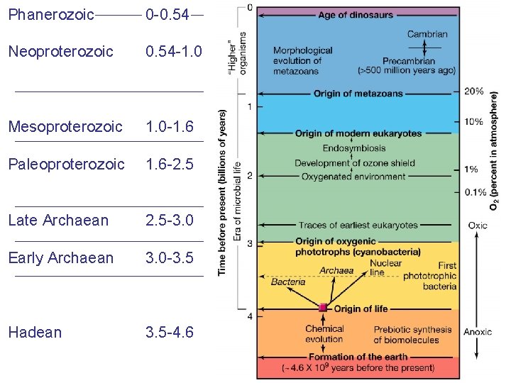 Phanerozoic 0 -0. 54 Neoproterozoic 0. 54 -1. 0 Mesoproterozoic 1. 0 -1. 6