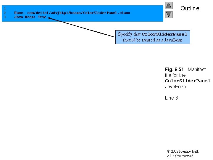 1 2 3 Outline Name: com/deitel/advjhtp 1/beans/Color. Slider. Panel. class Java-Bean: True Specify that