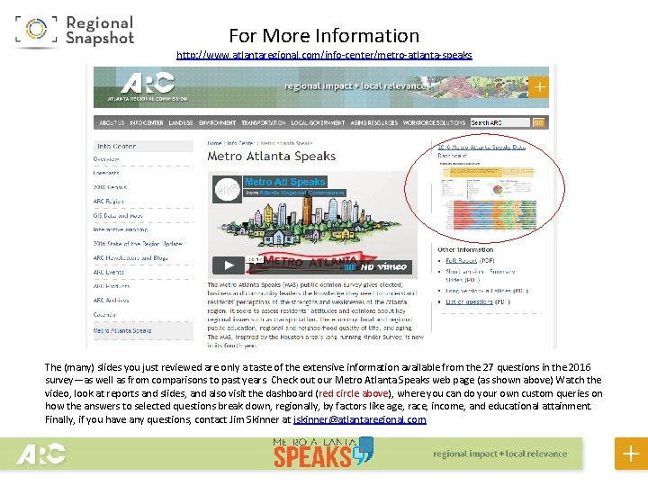 For More Information http: //www. atlantaregional. com/info-center/metro-atlanta-speaks The (many) slides you just reviewed are