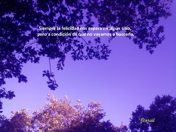 Siempre la felicidad nos espera en algún sitio, pero a condición de que no Siempre la felicidad nos espera en algún sitio, pero a condición de que no